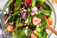 Strawberry, Feta & Spinach Salad with Balsamic Glaze