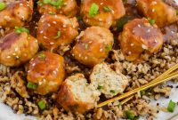 Sticky Asian Chicken Meatballs with Ginger Soy Glaze