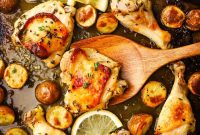 Lemon Thyme Baked Chicken with Crispy Skin and Juices