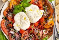 Creamy Burrata Caprese Salad with Heirloom Tomatoes and Basil