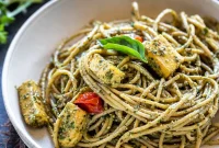 Creamy Paneer Pesto Pasta with Roasted Cherry Tomatoes