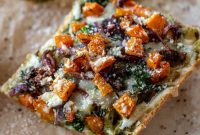 Roasted Butternut Squash & Kale French Bread with Basil Pesto