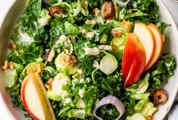 Crunchy Kale, Apple & Brussels Sprouts Salad with Maple Dressing