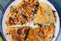 Greek Quesadillas with Spinach, Feta & Tzatziki