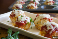 Crispy Chicken Parmesan Muffins with Marinara and Mozzarella
