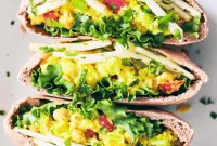 Curried Chickpea Salad Pitas with Apple Slaw