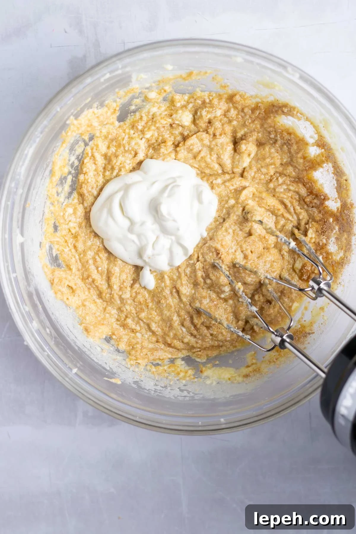 sour cream added to cake batter