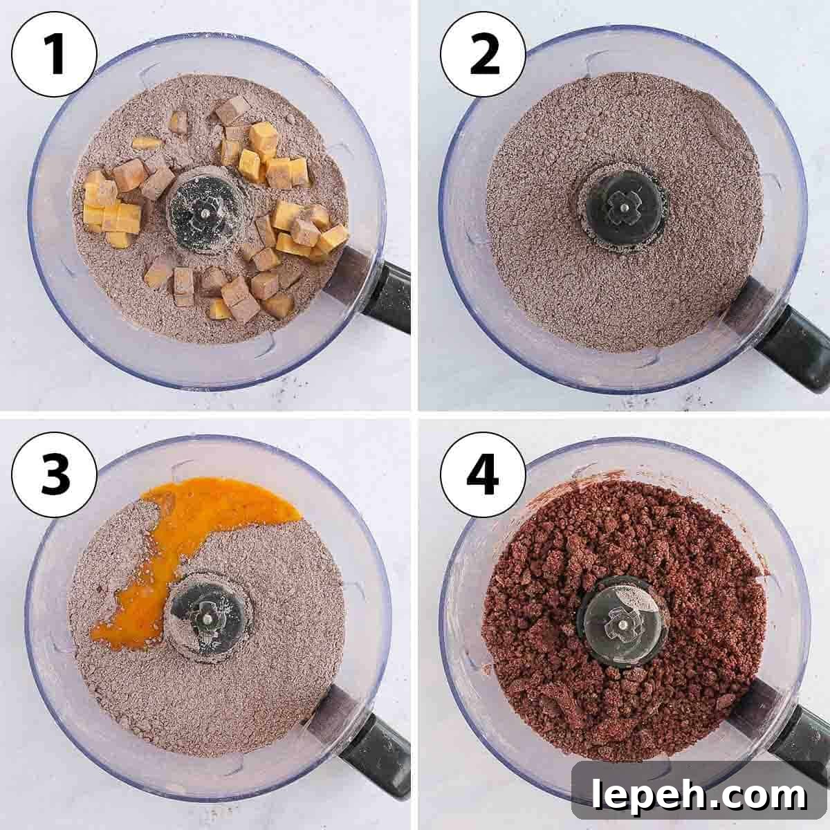 Process Shot Collage: making the pastry in the food processor.