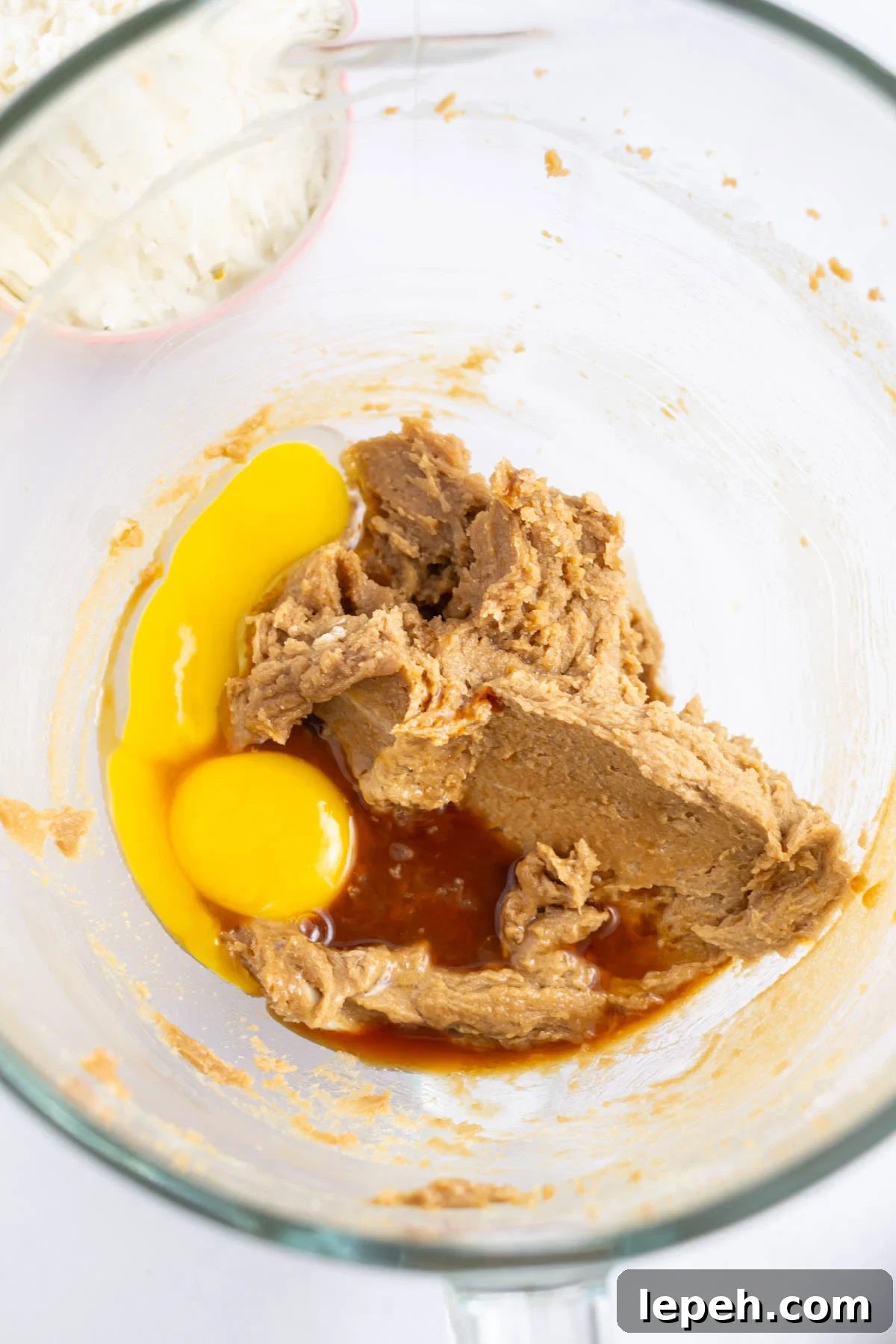 egg and vanilla added to cookie dough