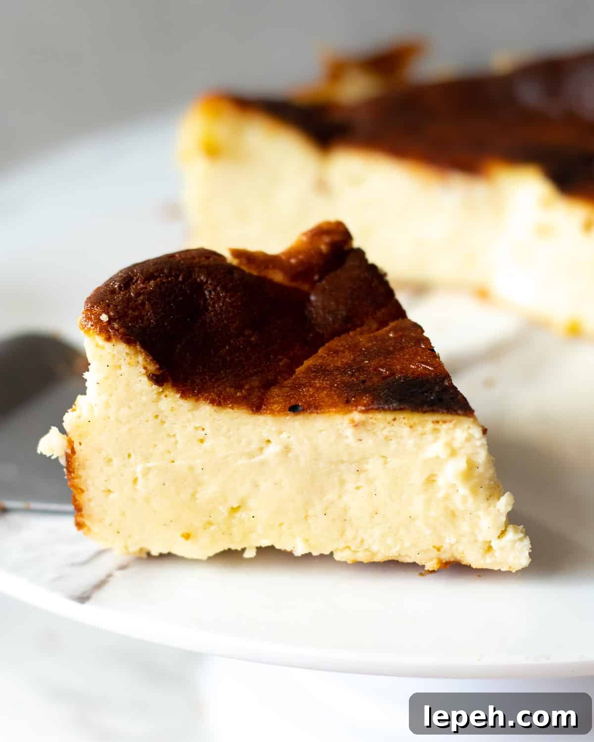 Slice of burnt basque cheesecake