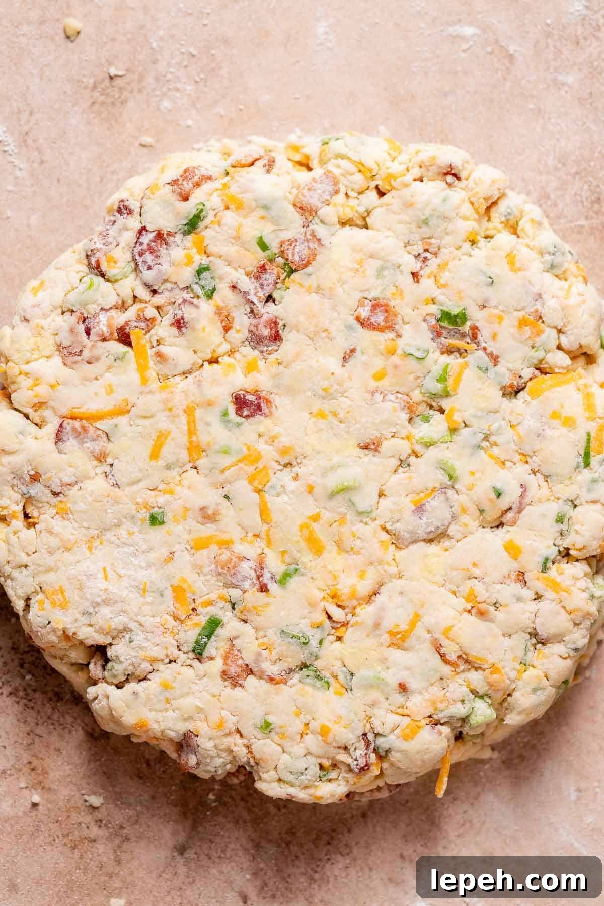 The scone dough formed into a round.