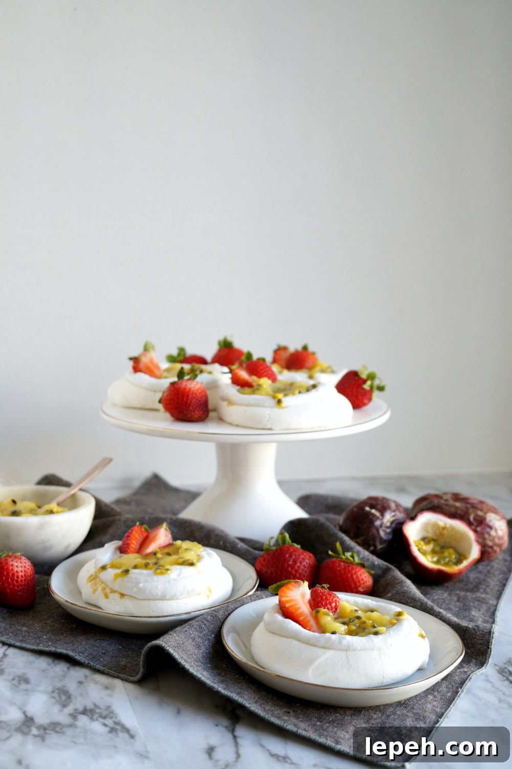 mini vegan pavlovas with coconut cream and passionfruit curd | The Baking Fairy #FreakyFruitsFriday