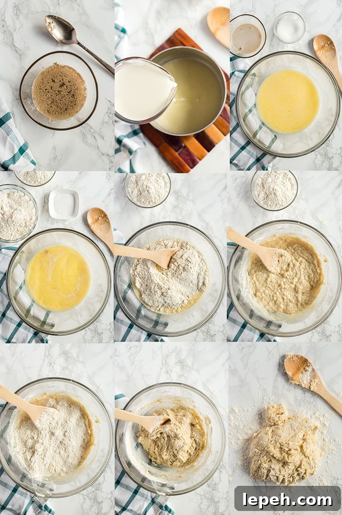 Step By step photo collage for making bread rolls