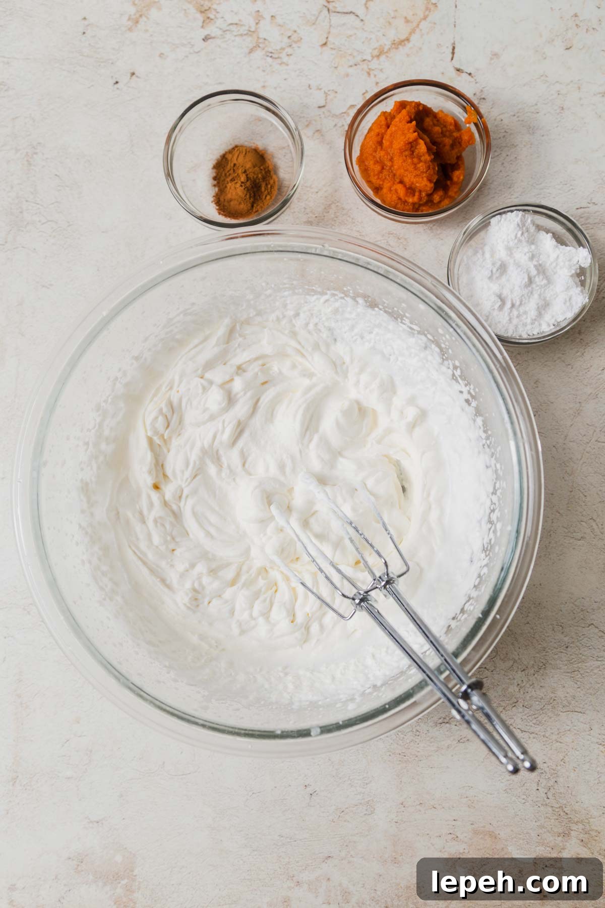whippped cream with other ingredients around it.