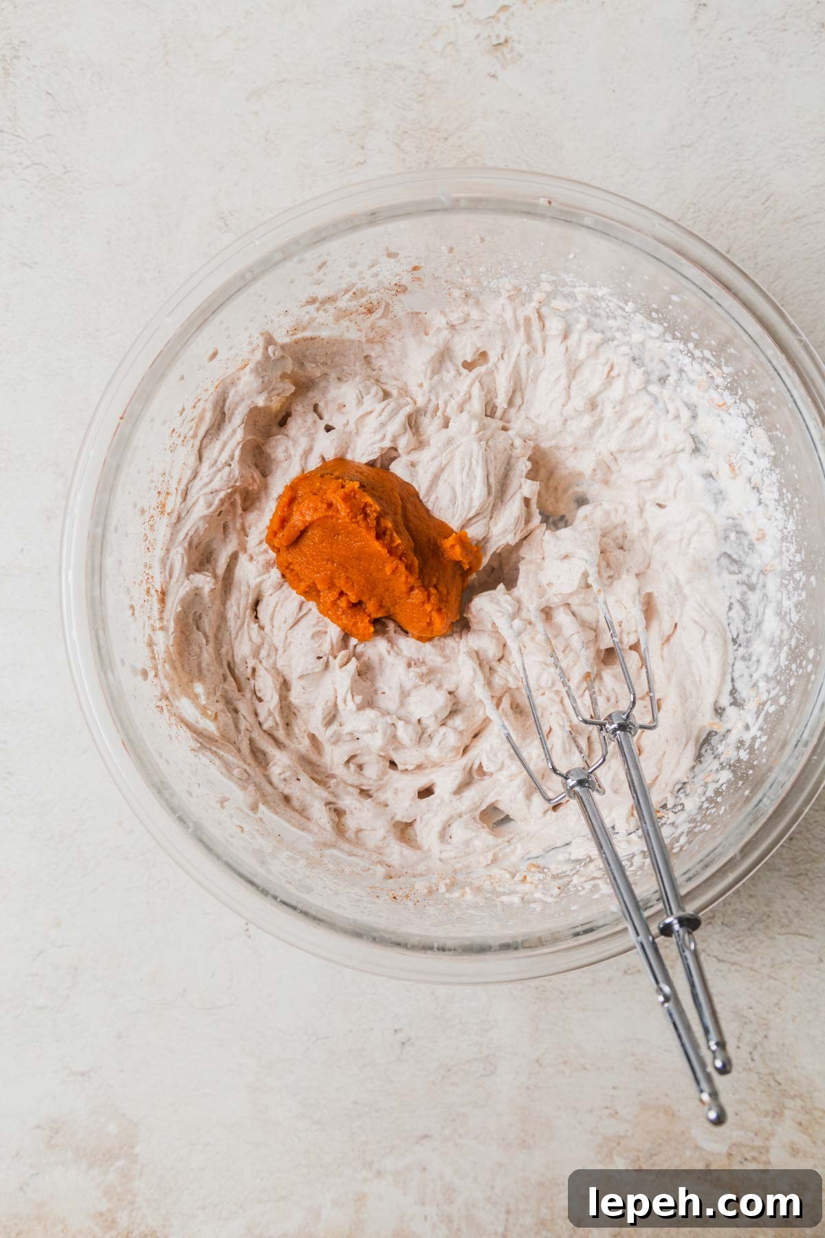 whipped cream with pumpkin puree.
