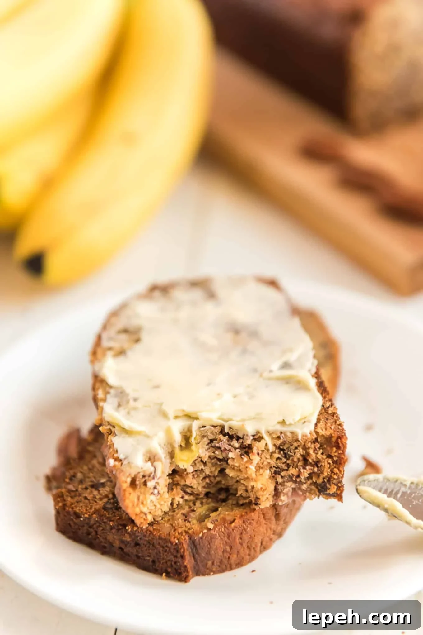 Buttered banana bread.