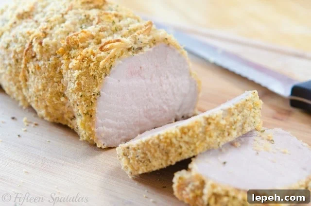 Panko Breaded Pork Loin - Sliced and Laid on board
