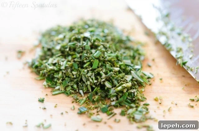 chopped rosemary for adding to pork loin