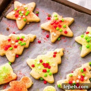 Sugar cookies on a baking sheet.