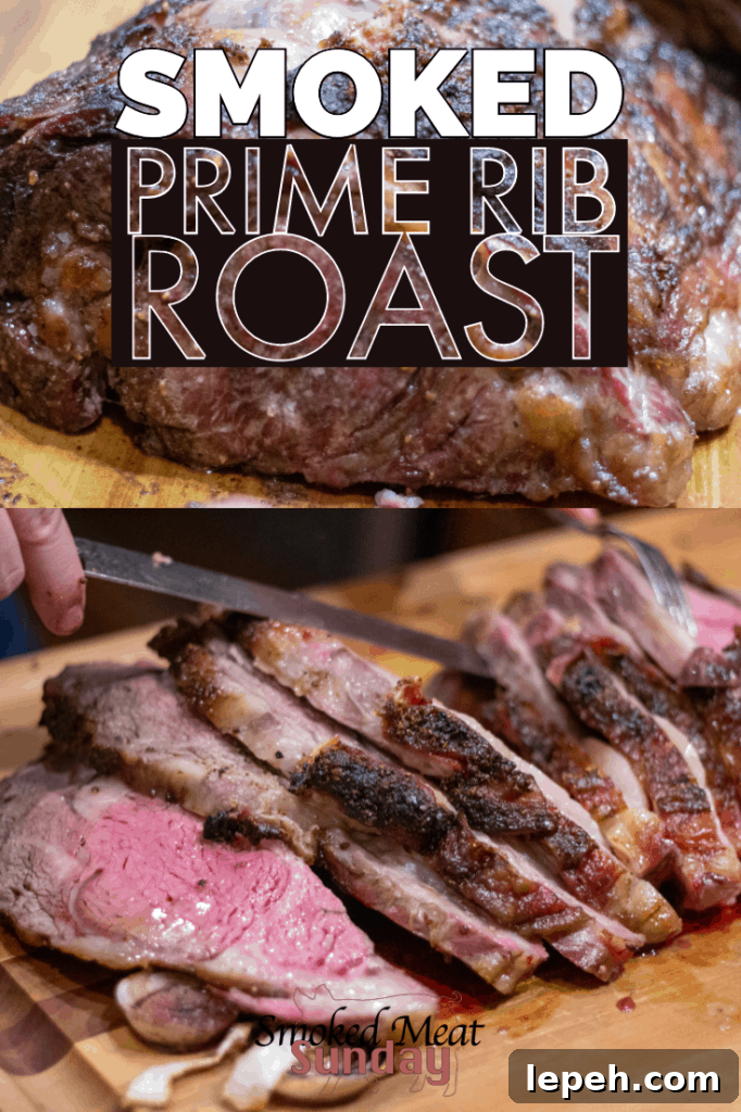 This smoked prime rib roast recipe is perfect for your next family get together or big holiday meal. It's easy to follow, and the end result is out of this world delicious. #primerib #traegerrecipe