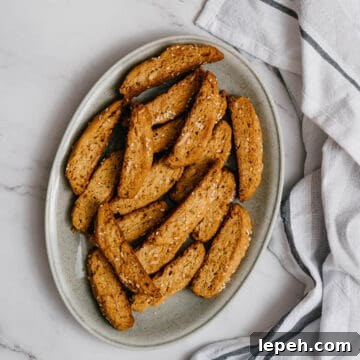 paximadia - Greek biscotti on an oval plate.