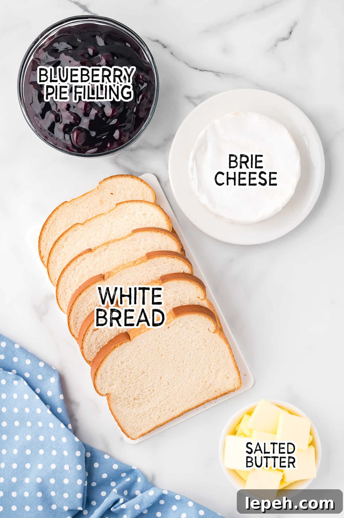 Blueberry brie grilled cheese sandwich ingredients.