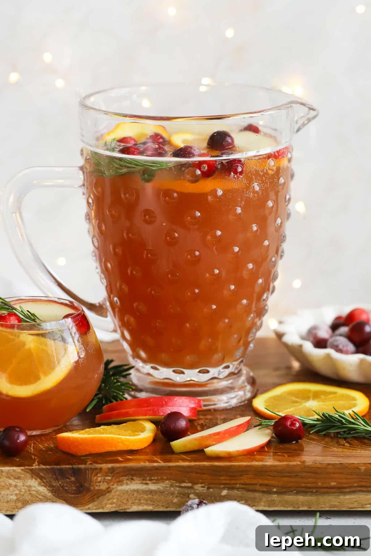 Hobnail pitcher of Christmas punch