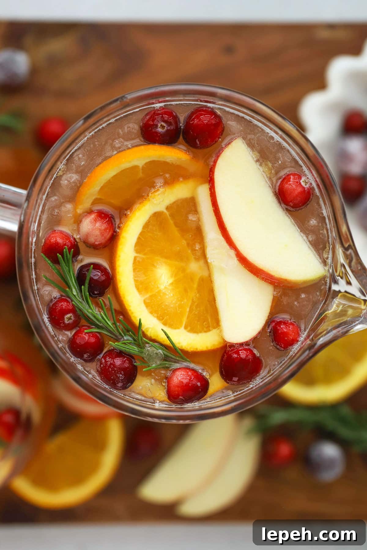 Christmas punch in a hobnail pitcher
