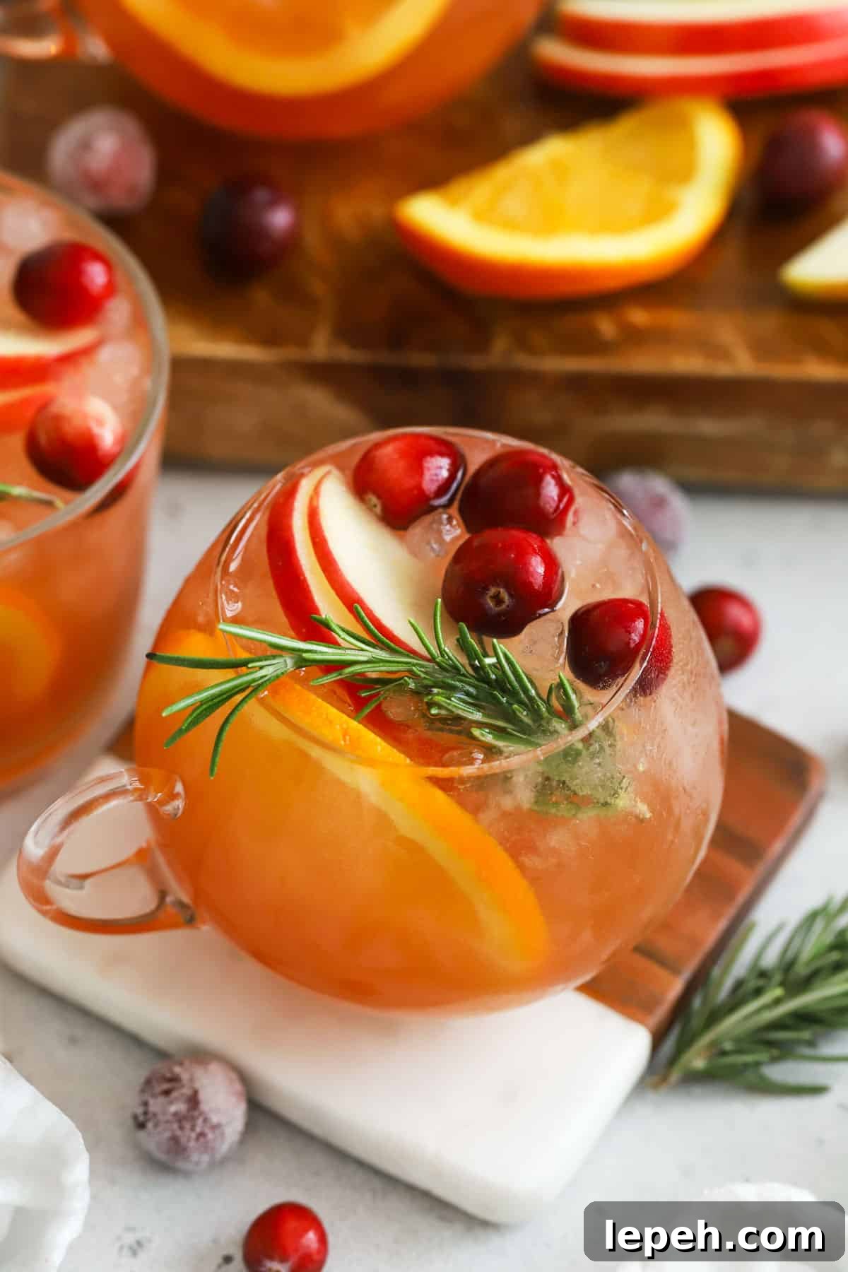 punch glasses of non-alcoholic holiday punch