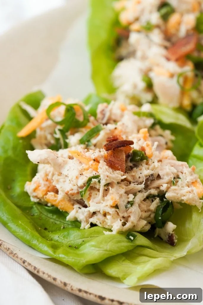 bacon cheddar ranch chicken salad lettuce wrap