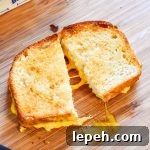 air fryer grilled cheese sandwich with melty cheese