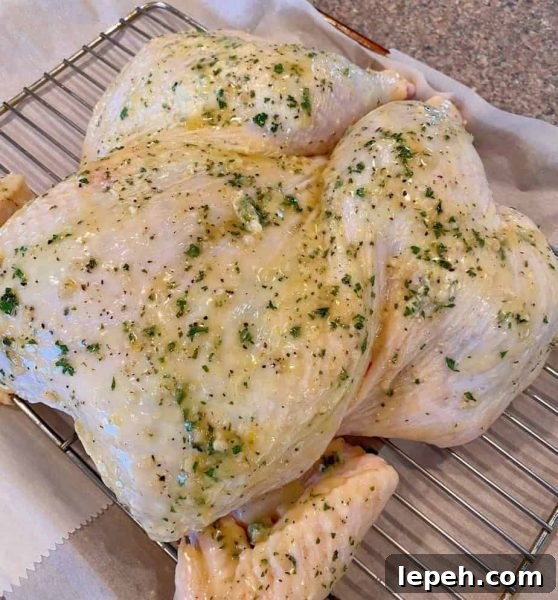 prepared spatchcock chicken