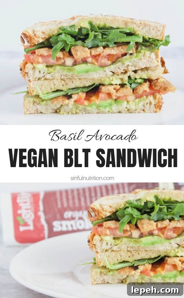 Vegan BLT Sandwich with Text