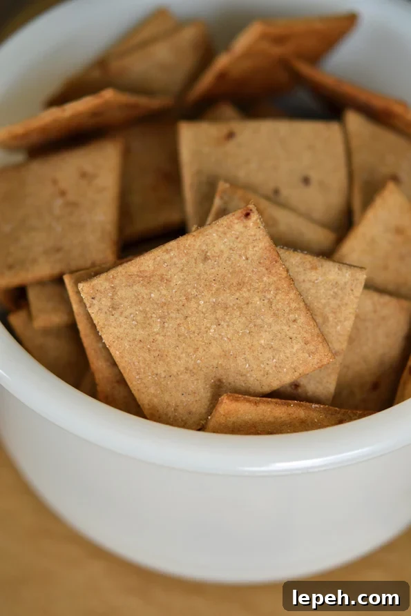 A bowl with baked gluten free wheat thins style crackers 