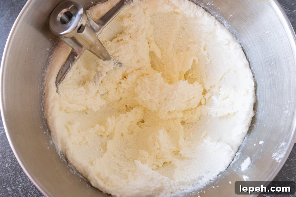 butter and sugar whipped until fluffy in metal bowl.