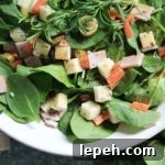 spicy giardiniera power green salad with balsamic dressing