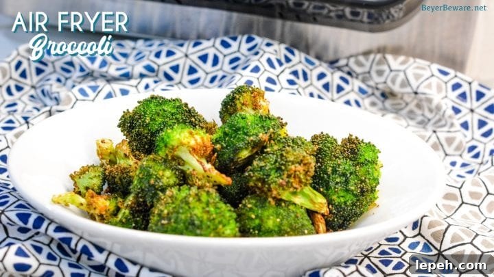 Seasoned broccoli ready to air fry