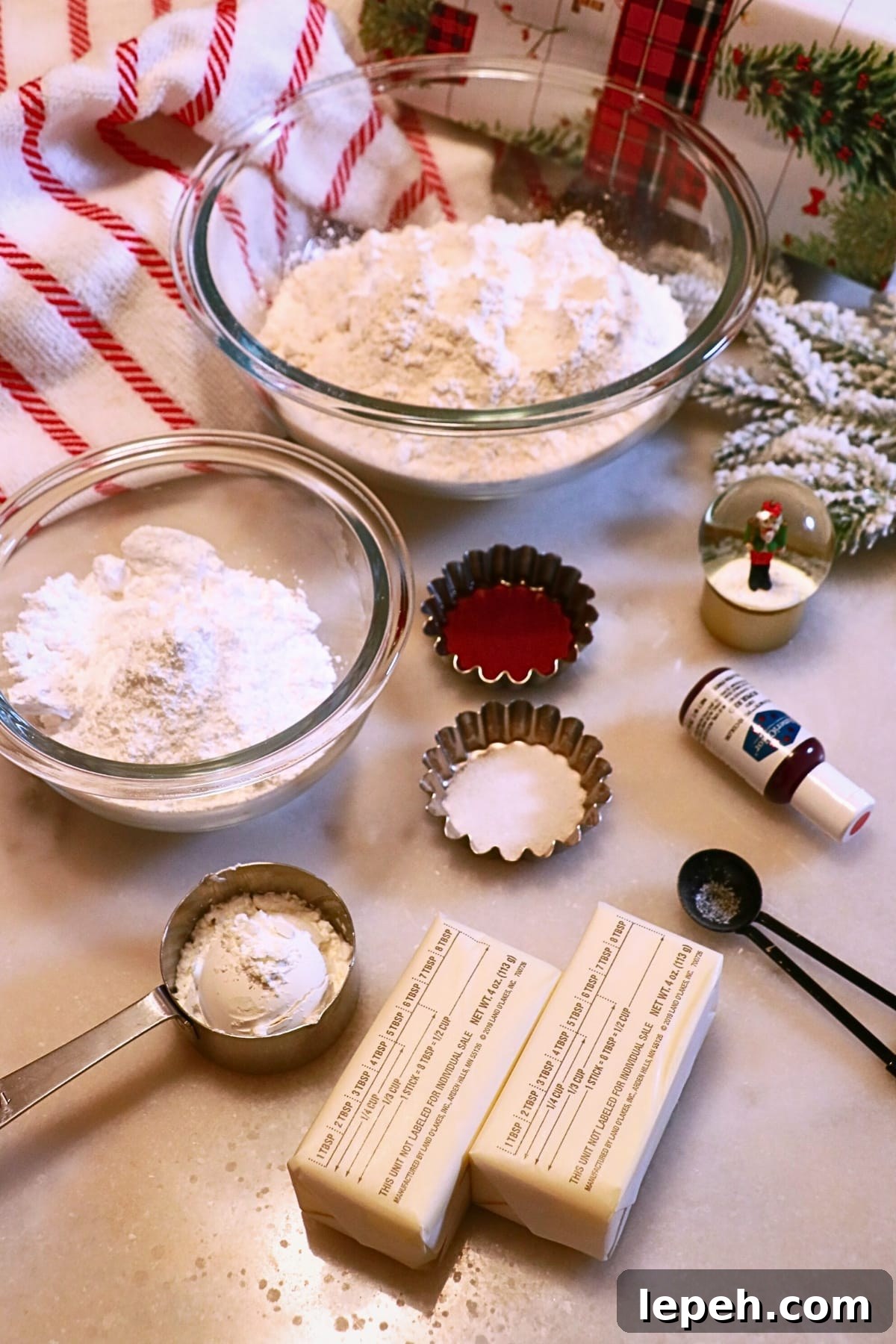 ingredients to make shortbread cookie dough