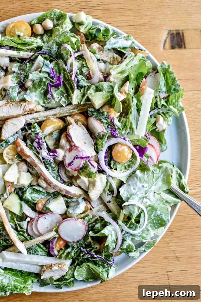 A big chopped salad will keep you feeling good this holiday season. A perfect in-between meal for busy holiday weeknights.