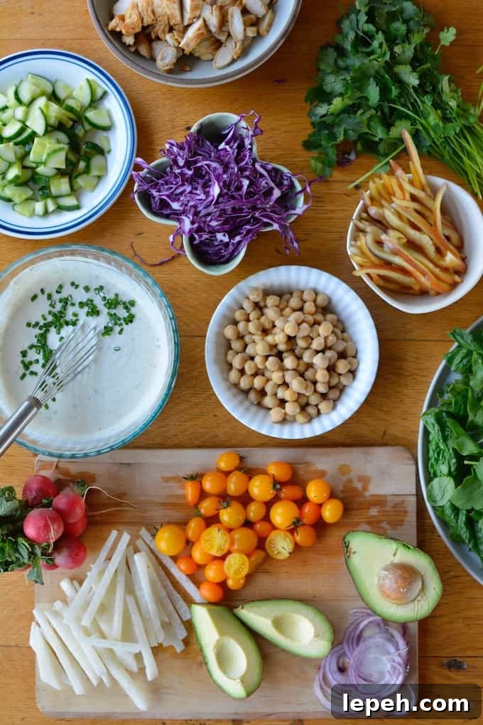 This chopped salad recipe with the creamy herbaceous kick of Restaurant Style Ranch Dressing is one you'll make again and again.