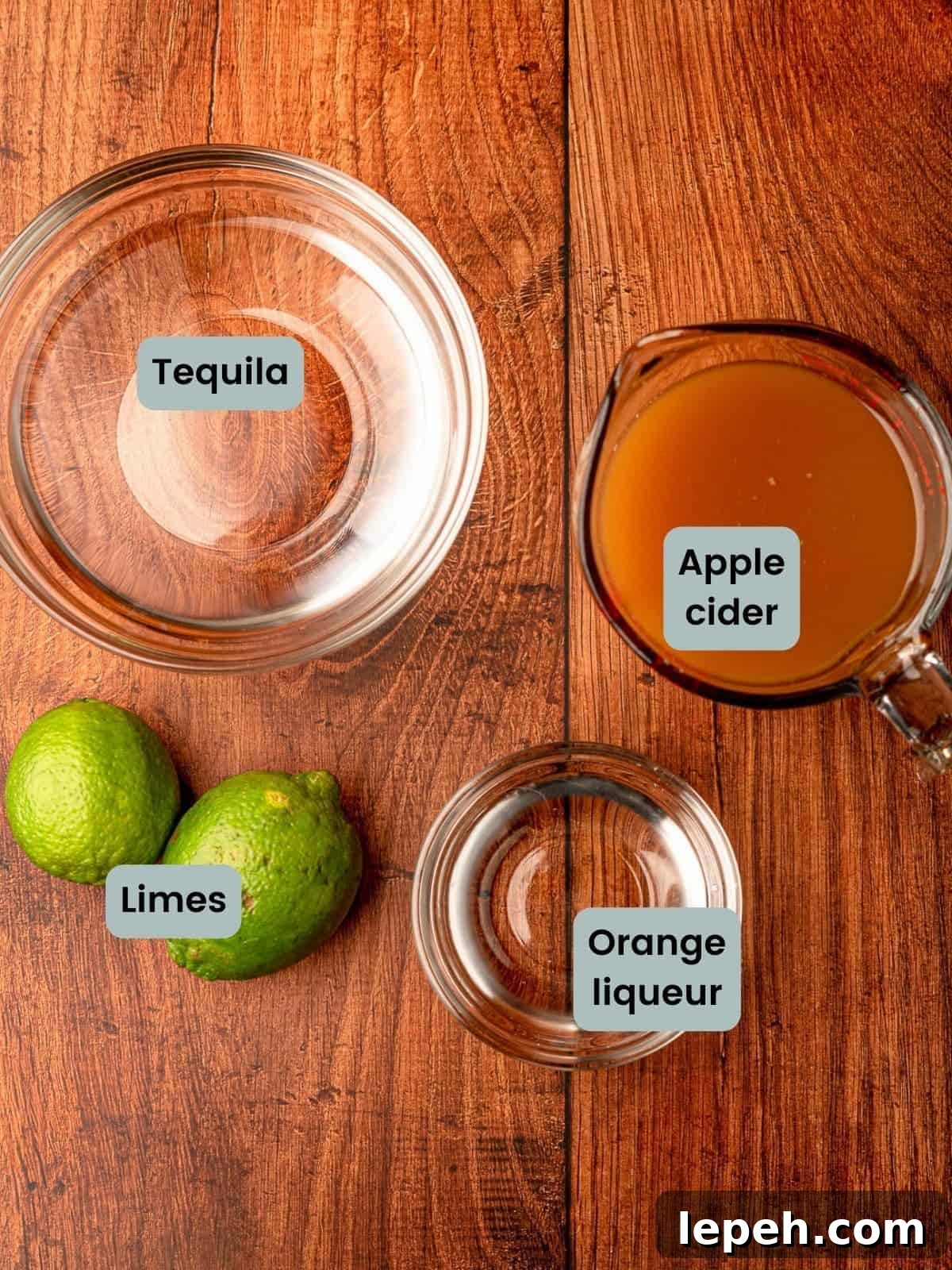 Ingredients for apple cider margarita.