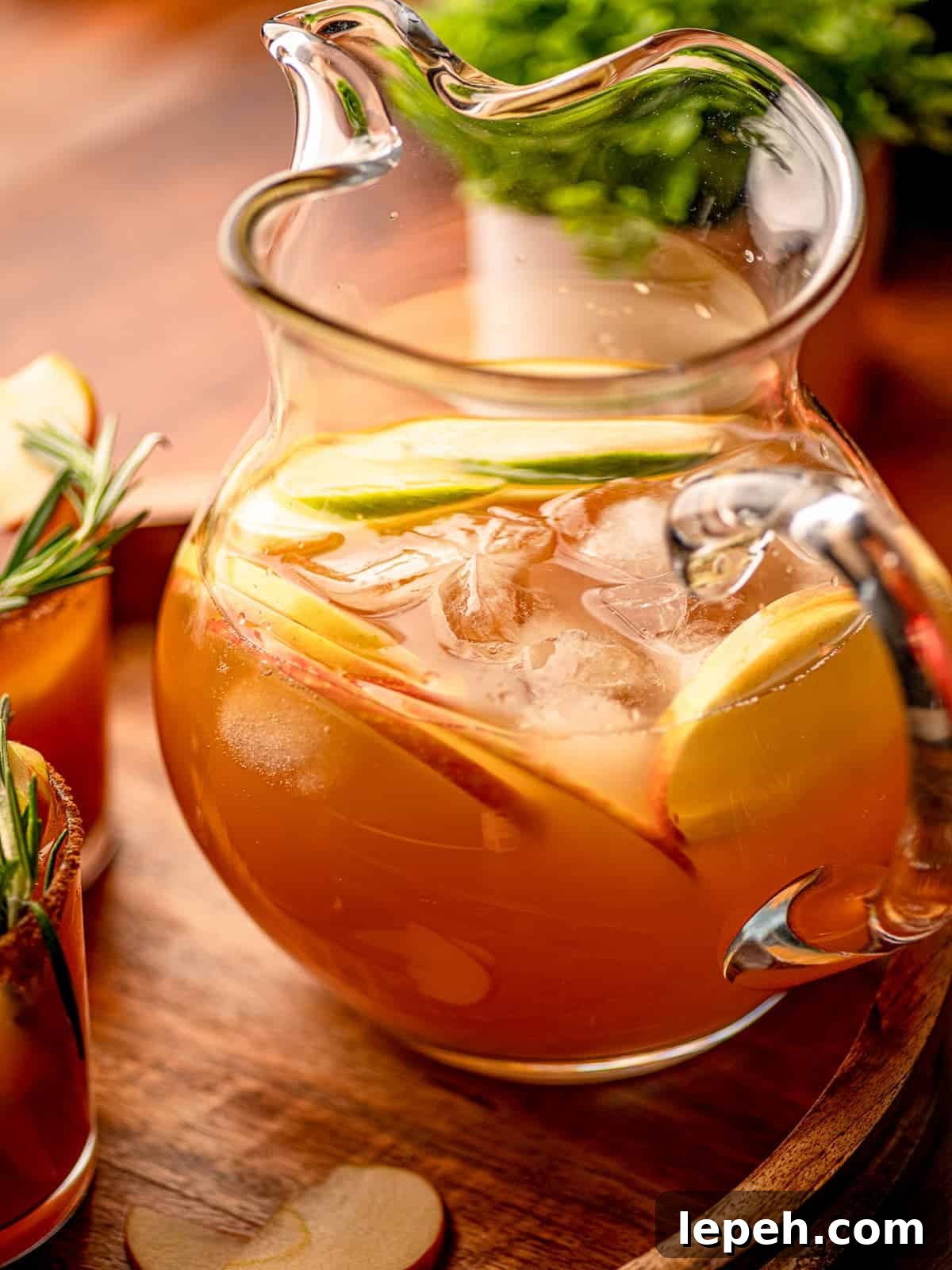 A pitcher full of a margarita.