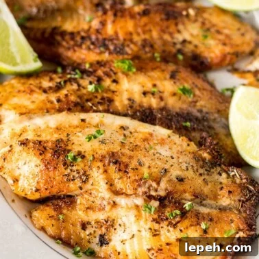 Close up shot of Pan Seared Tilapia