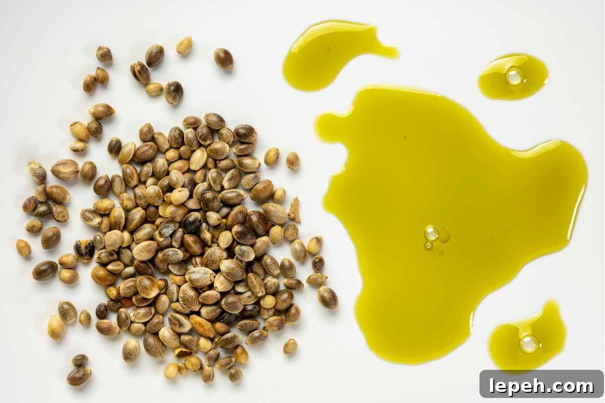 Picture showing what hemp oil is made from and how it looks.