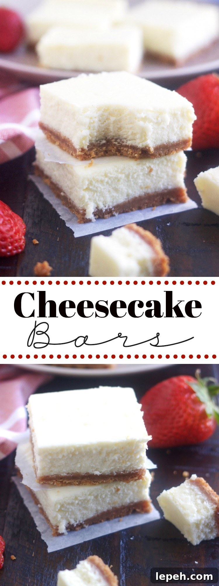 Cheesecake bars styled for a photo