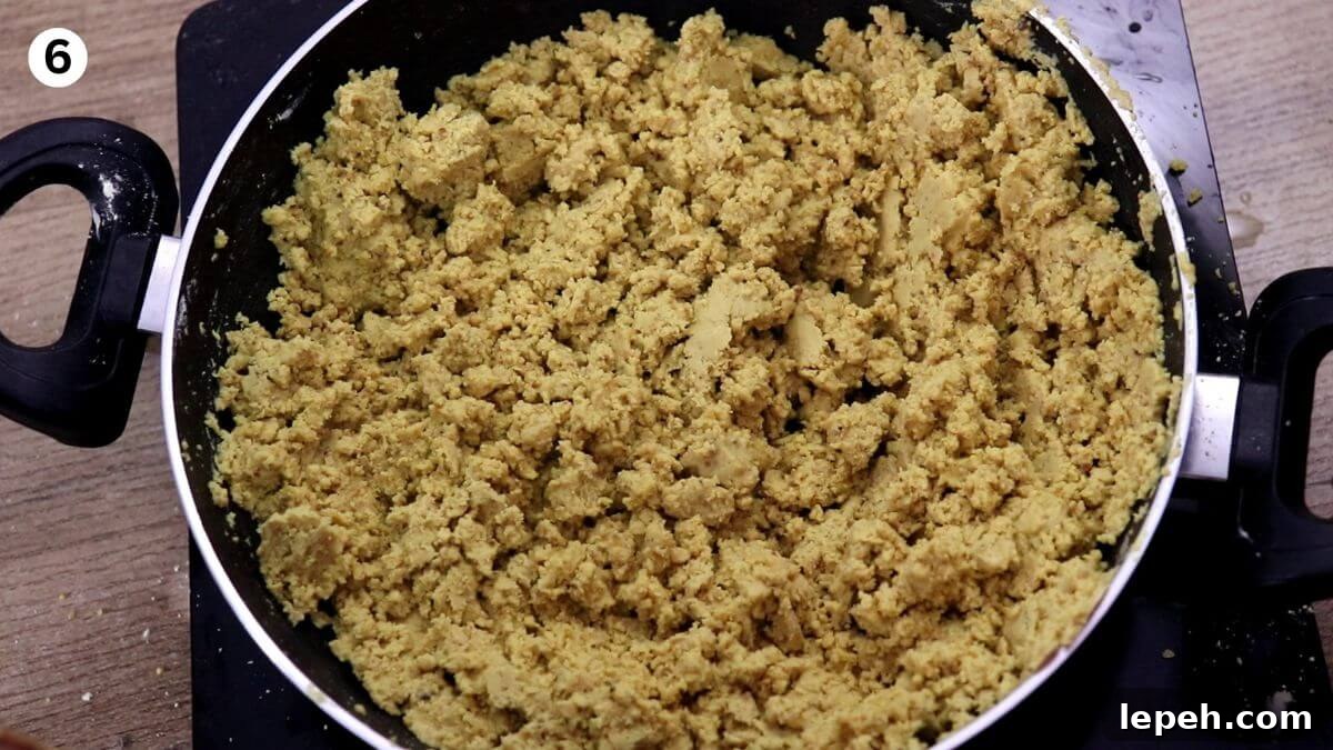 roasted besan to make besan ladoo recipe.