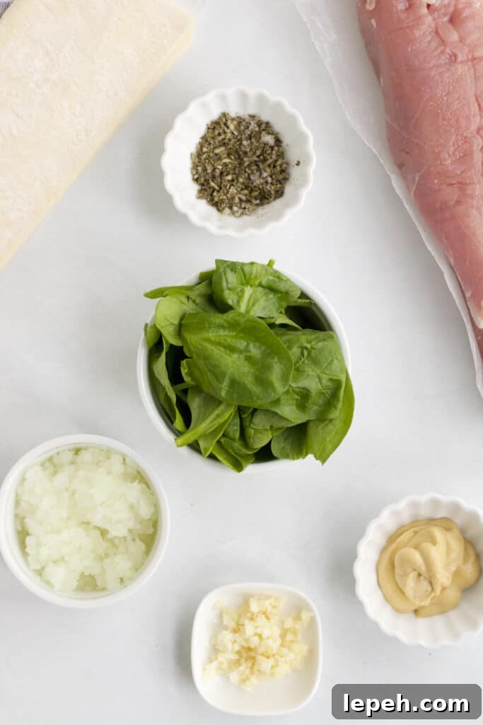 ingredients for pork wellington on the table.