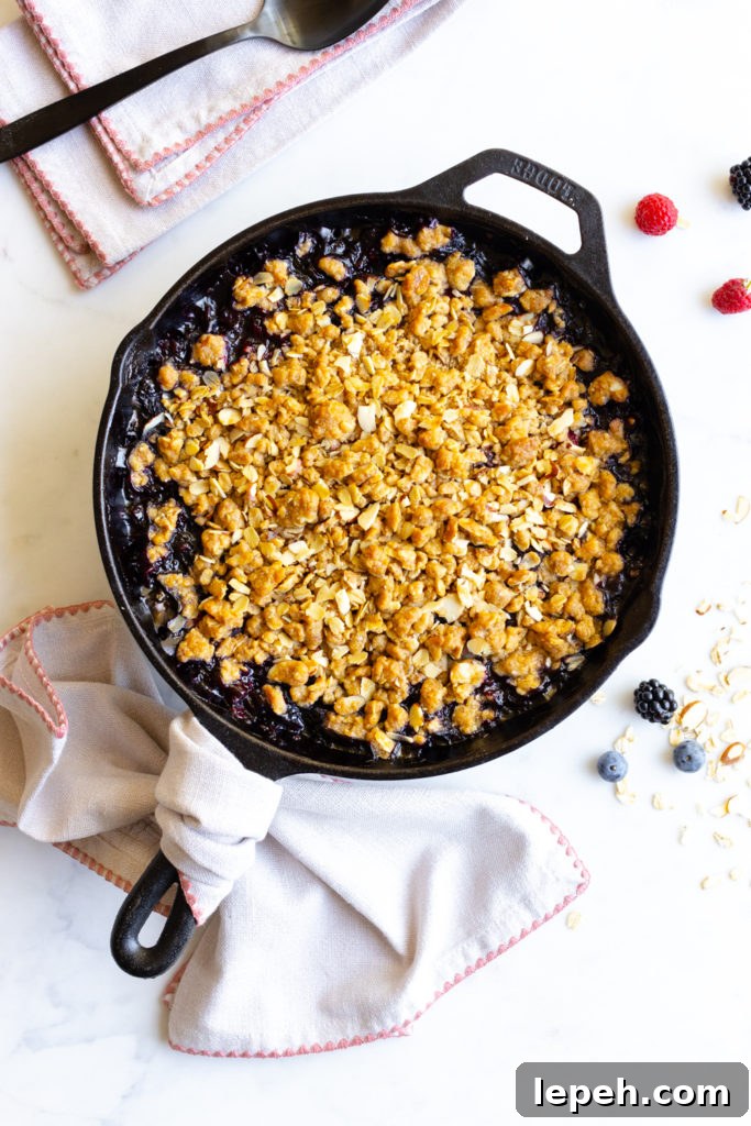 Mixed Berry Oat Almond Crisp fresh from the oven
