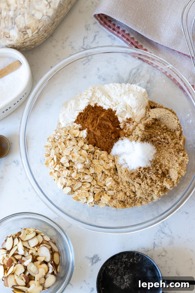 Mixed Berry Oat Almond Crisp topping ingredients