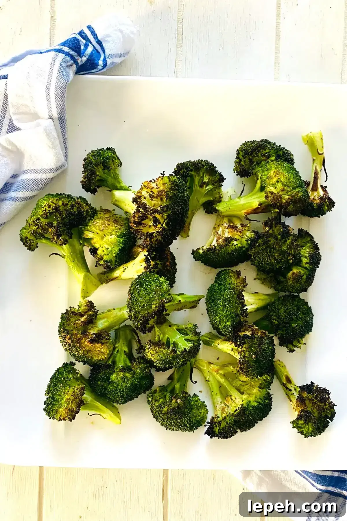 platter of broiled broccoli.